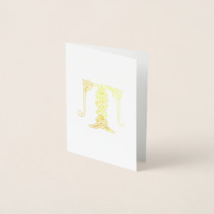 16th Century Celtic Knot Decorative Capital T Foil Card