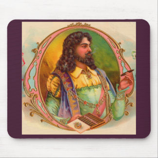 16th century cigar smoker cigar box label mouse pad