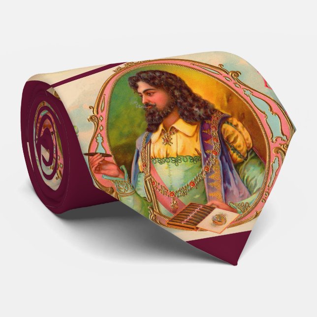 16th century cigar smoker print  neck tie (Rolled)