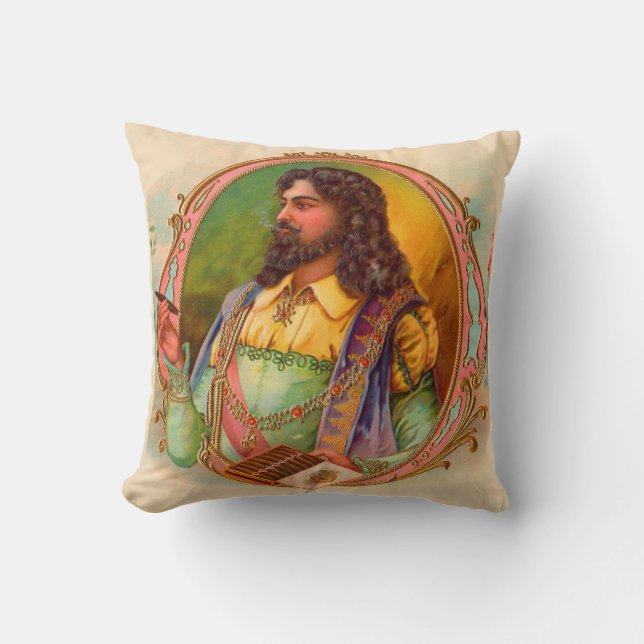 16th century cigar smoker print throw pillow (Front)