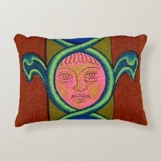 16th century found face print accent pillow