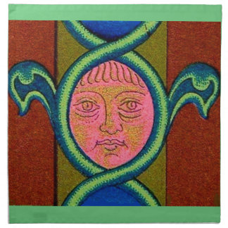 16th century found face print cloth napkin