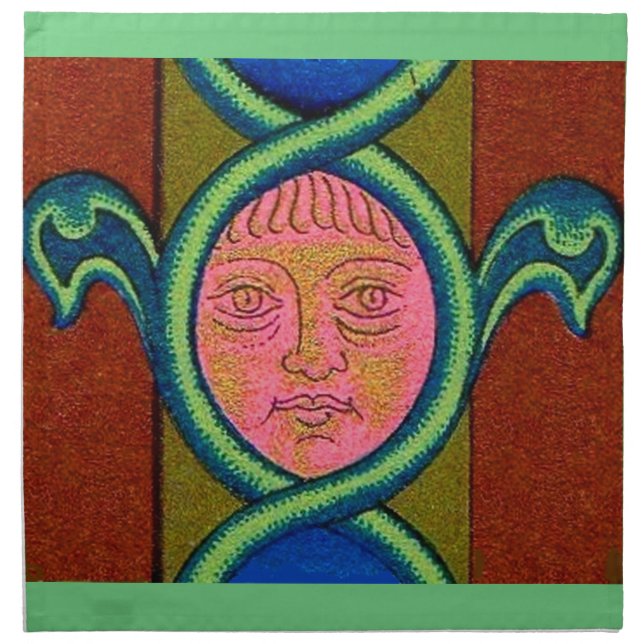 16th century found face print cloth napkin (Front)