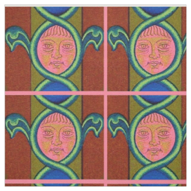 16th century found face print fabric (Swatch)