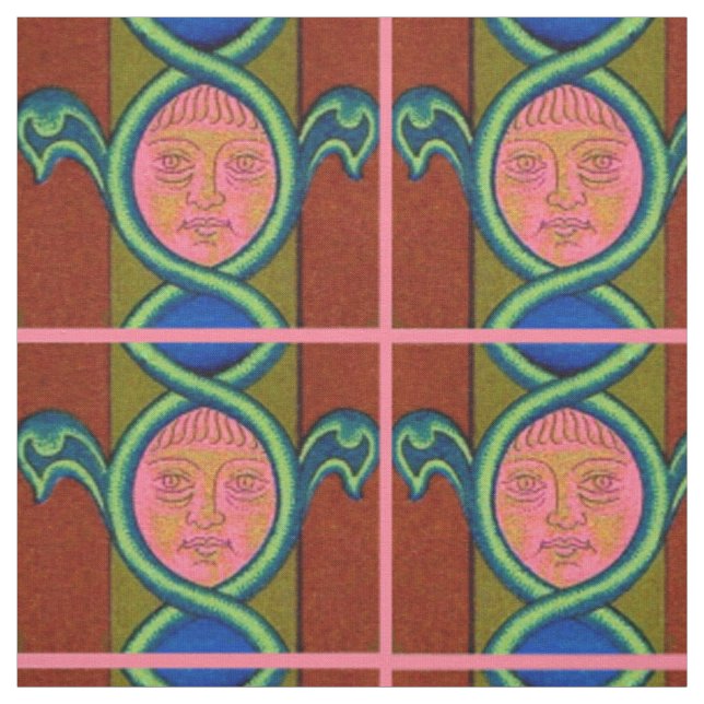16th century found face print fabric (Swatch)