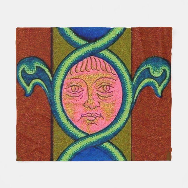 16th century found face print fleece blanket (Front (Horizontal))