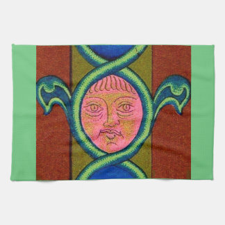 16th century found face print kitchen towel