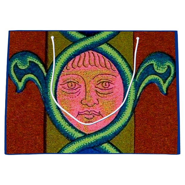 16th century found face print large gift bag (Front)