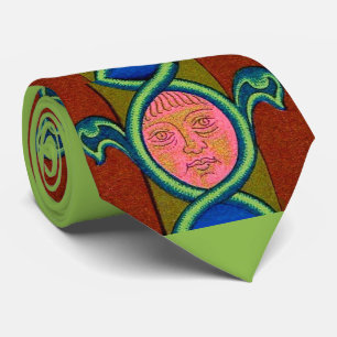 16th century found face print neck tie