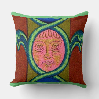 16th century found face print throw pillow