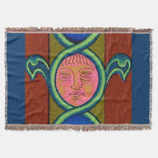 16th century found face throw blanket (Front)