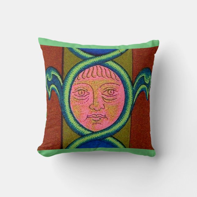 16th century found face throw pillow (Front)