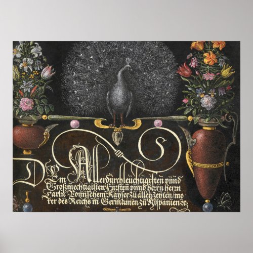 16TH CENTURY GARDEN PEACOCK PRINT