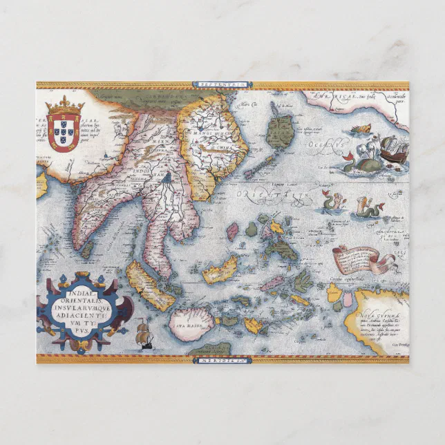 16th Century Map of South East Asia and Indonesia Postcard | Zazzle