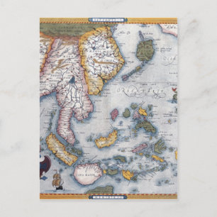 16th Century Map of South East Asia and Indonesia Postcard