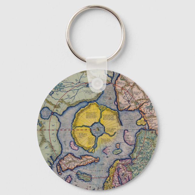 16th Century Mercator North Pole Map Keychain (Front)
