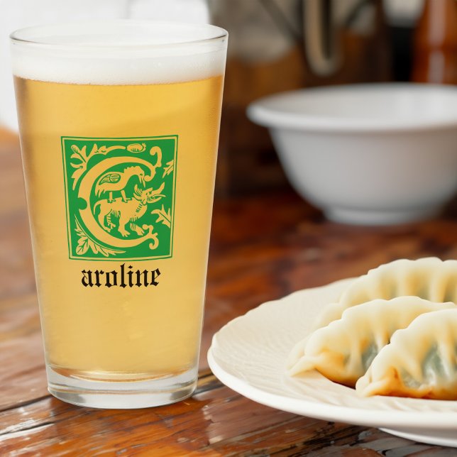 16th Century Mythic Creatures Decorative Capital C Glass (Creator Uploaded)