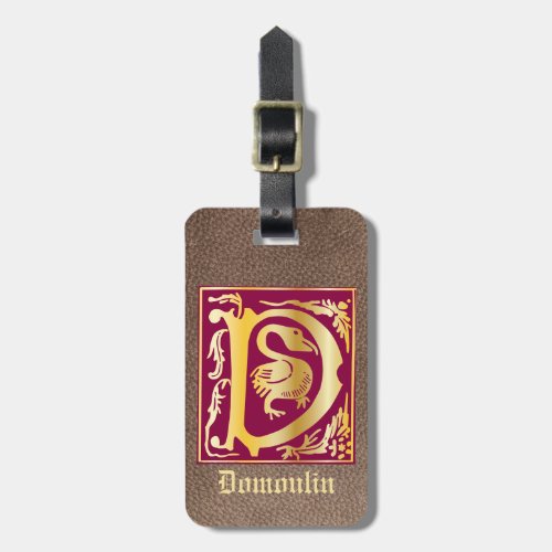 16th Century Mythic Creatures Decorative Capital D Luggage Tag