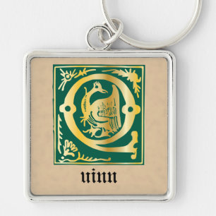 16th Century Mythic Creatures Decorative Capital Q Keychain