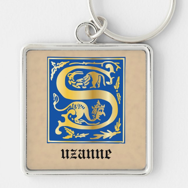 16th Century Mythic Creatures Decorative Capital S Keychain (Front)