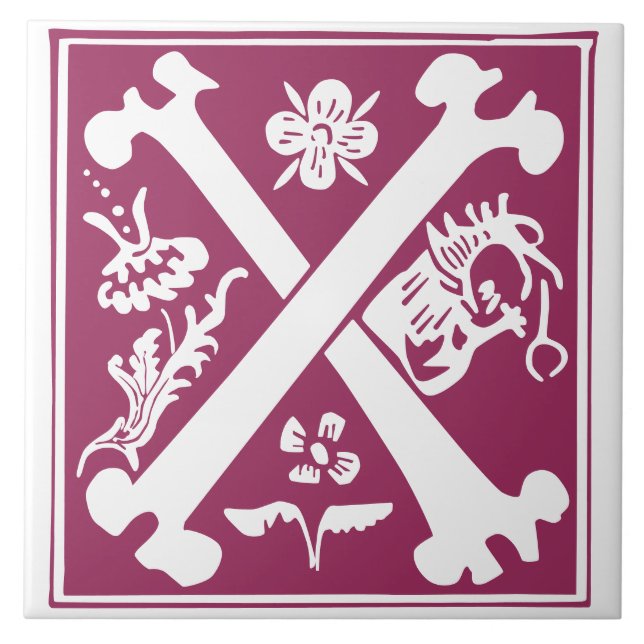 16th Century Mythic Creatures Decorative Capital X Ceramic Tile (Front)