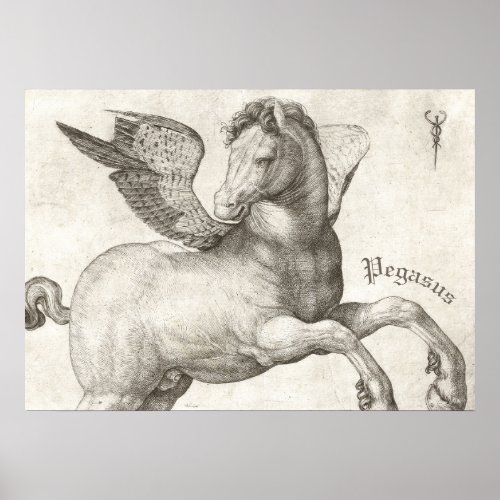 16TH CENTURY PEGASUS ART PRINT OR DECOUPAGE PAPER