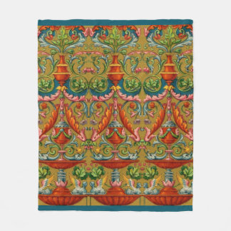 16th century winged sphynx fountain flowers fronds fleece blanket