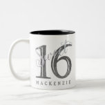 16th Charcoal Gray | Sweet 16 Silver Glitter | Two-Tone Coffee Mug