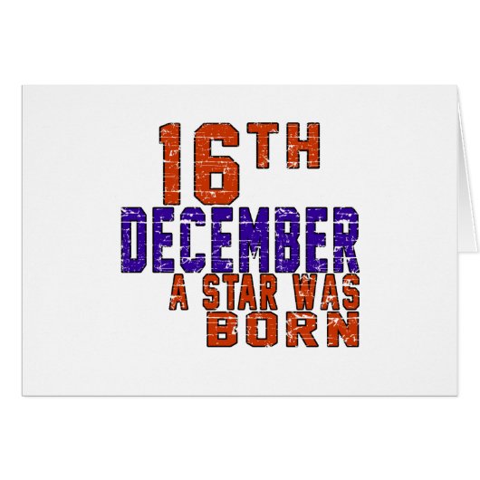16th December a star was born Cards (Front Horizontal)