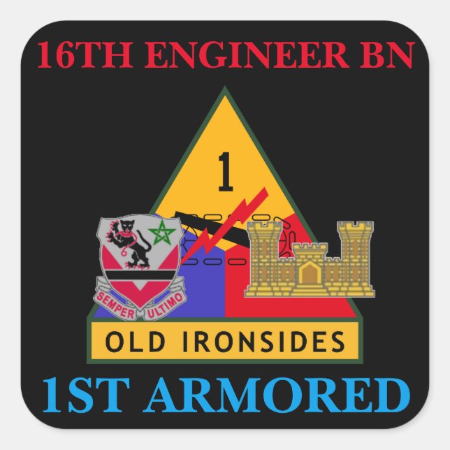16TH ENGINEER BATTALION 1ST ARMORED STICKERS (Front)