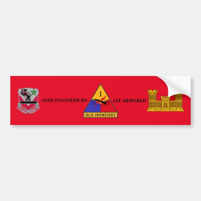 16TH ENGINEER BN 1ST ARMORED BUMPER STICKER (Front)