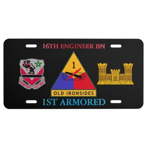 16TH ENGINEER BN 1ST ARMORED LICENSE PLATE