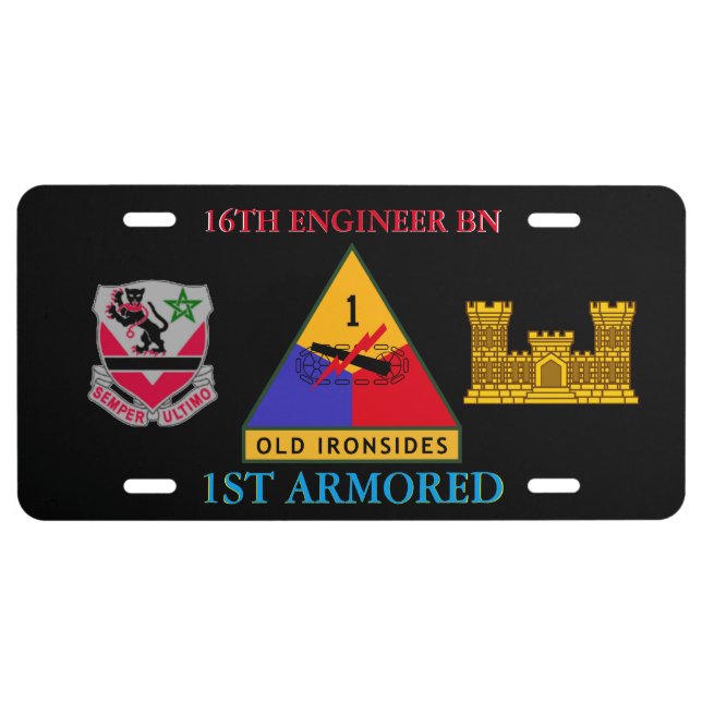 16TH ENGINEER BN 1ST ARMORED LICENSE PLATE (Front)