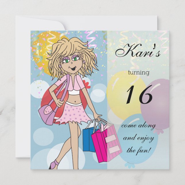 16th Girls Birthday Party Invitation (Front)