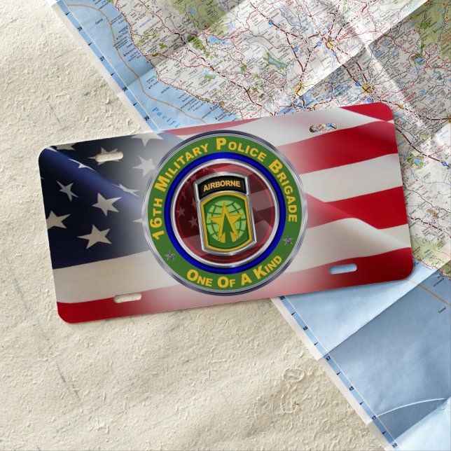 16th Military Police Brigade Airborne   License Plate (In Situ)