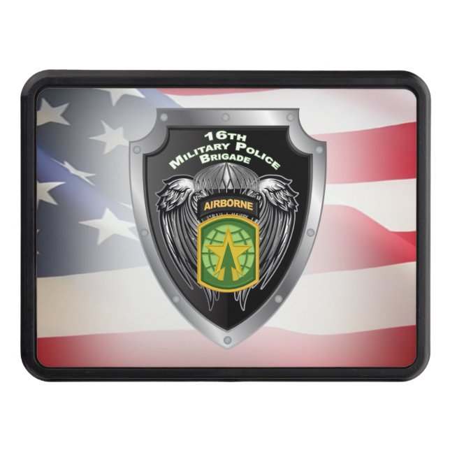 16th Military Police Brigade Airborne Shield Hitch Cover (Front)