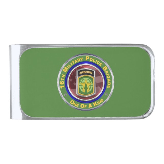 16th Military Police Brigade (Airborne) Silver Finish Money Clip (Front)