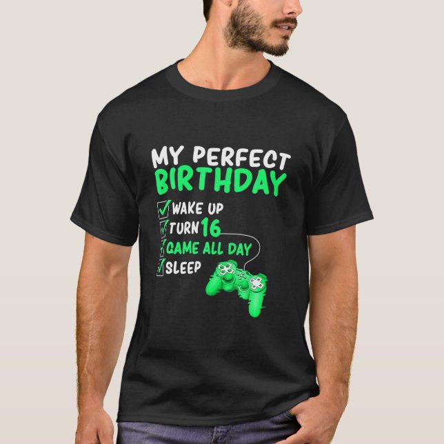 16Th Perfect Birthday Gaming 16 Years Old Gamer Bo T-Shirt (Front)