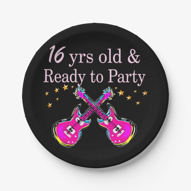 16TH ROCK STAR PAPER PLATES (Front)