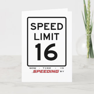 16th Speed Limit Birthday Card