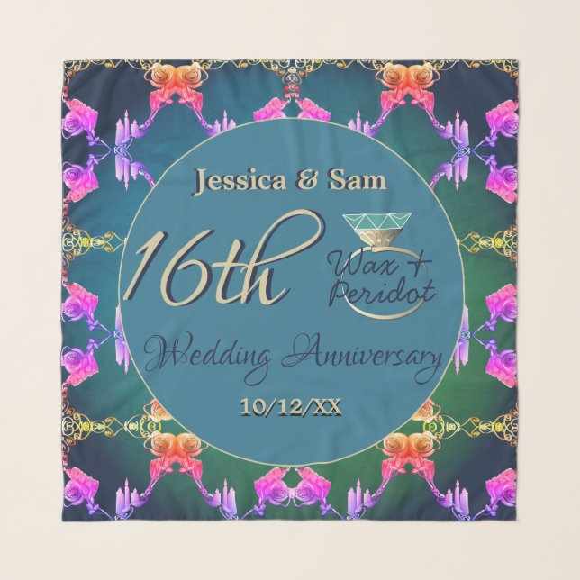 16th Wax & Statice Flower Anniversary Scarf (Front)