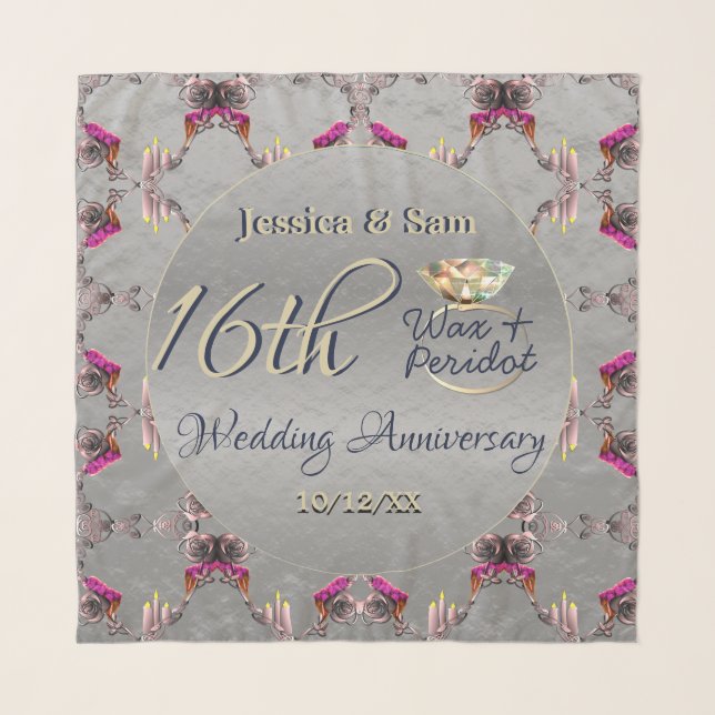 16th Wax & Statice Flower Anniversary Scarf (Front)