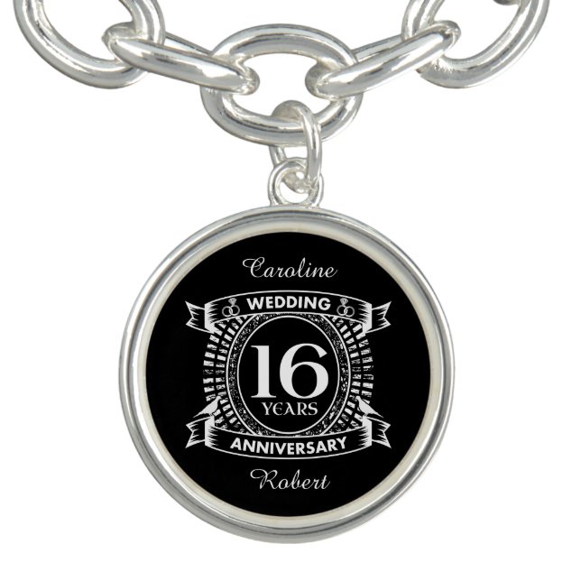 16TH wedding anniversary black and white Bracelet (Design)