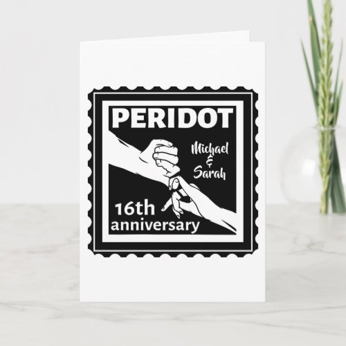 16th wedding anniversary black and white hands card