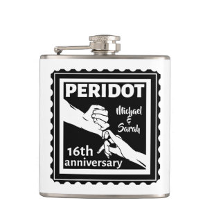 16th wedding anniversary black and white hands flask