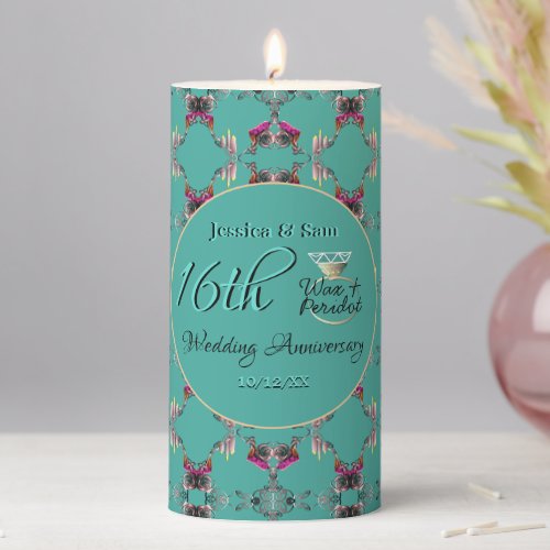 16th Wedding Anniversary Candles  Statice Flower