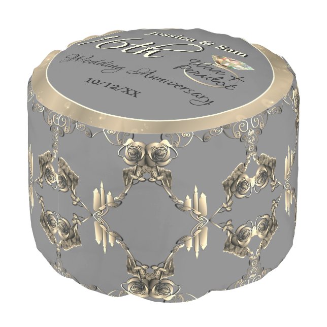 16th Wedding Anniversary Candles & Statice Flower Pouf (Angled Back)