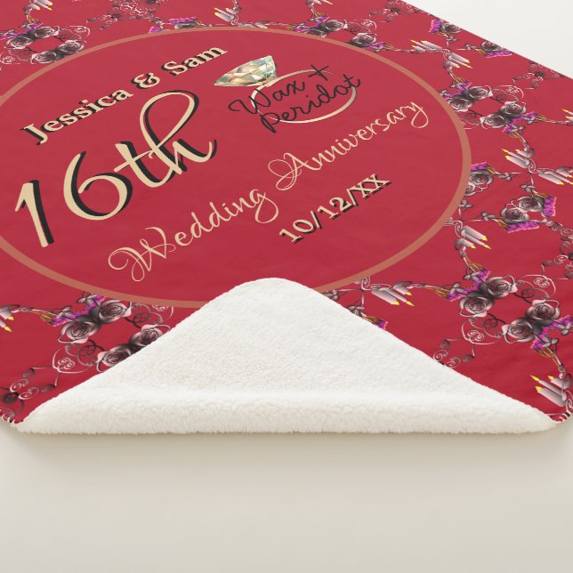 16th Wedding Anniversary Candles & Statice Flower Sherpa Blanket (3/4)