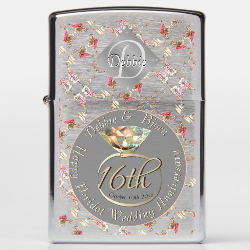 16th Wedding Anniversary Candles  Statice Flower  Zippo Lighter