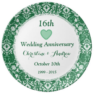 anniversary 16th gifts a16a emerald plate shirts gift theoldironskillet porcelain dinner zazzle